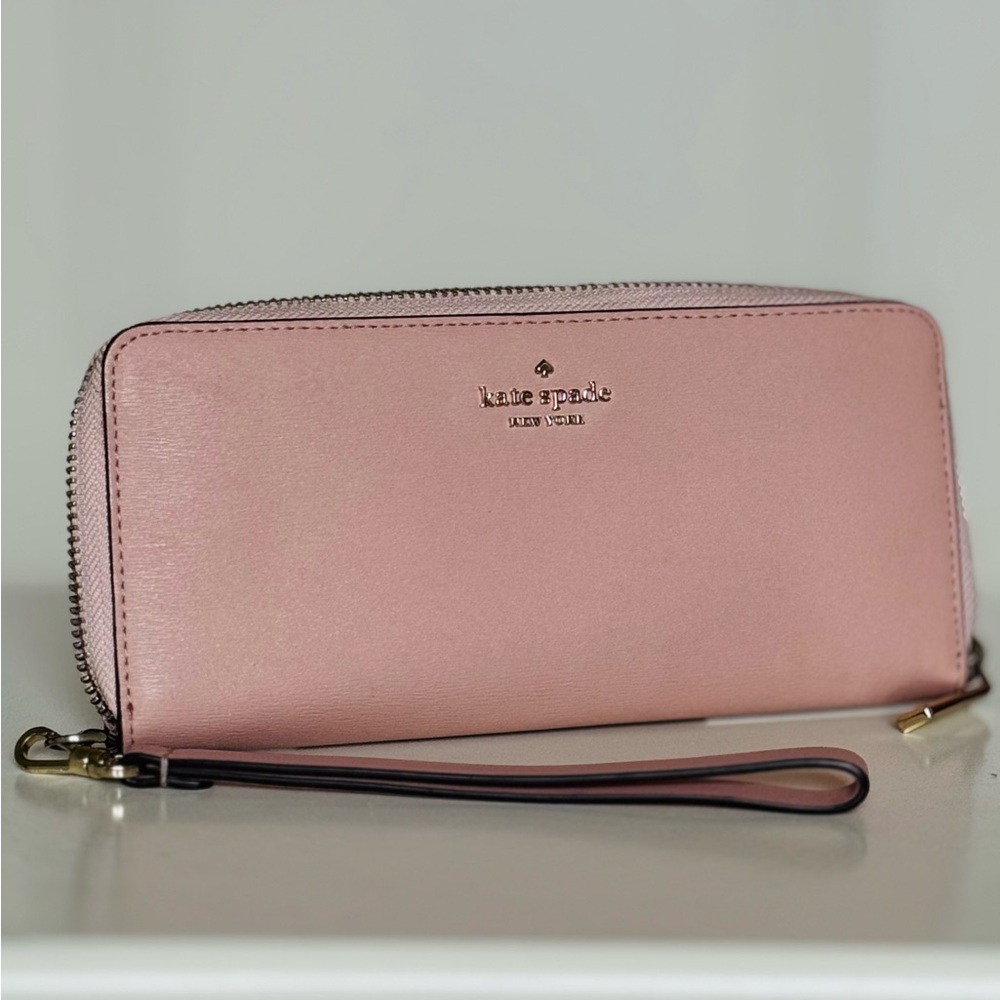 ♠️Kate Spade New York 😍 Staci LARGE Continental Wristlet Wallet in BEIGE/BLUSH